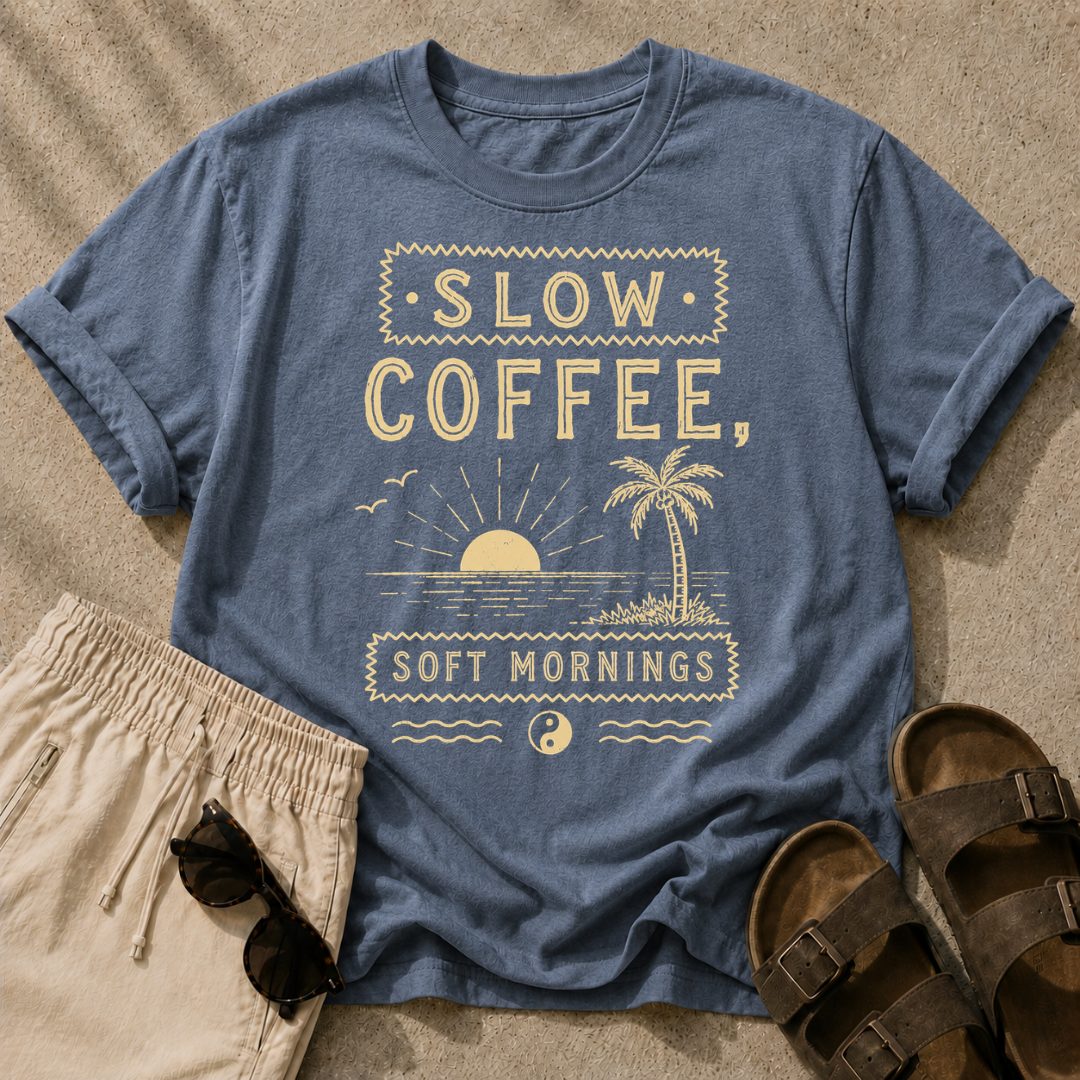 Slow Coffee, Soft Mornings Tee
