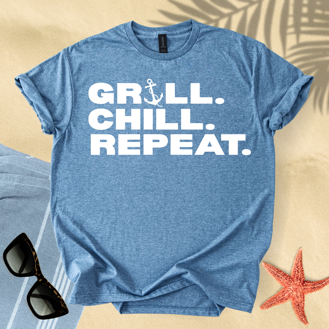 Grill. Chill. Repeat. T-shirt