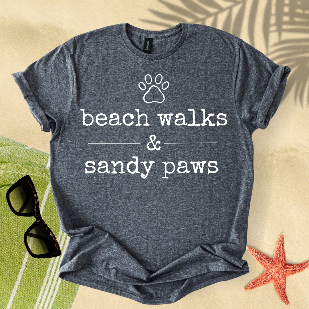 Beach walks & sandy paws T-shirt