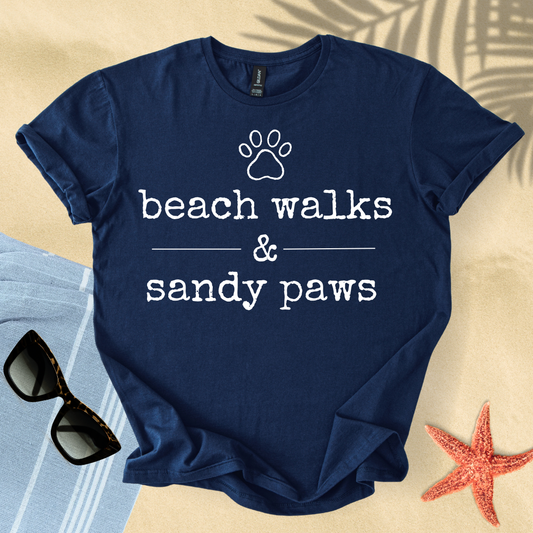 Beach walks & sandy paws T-shirt