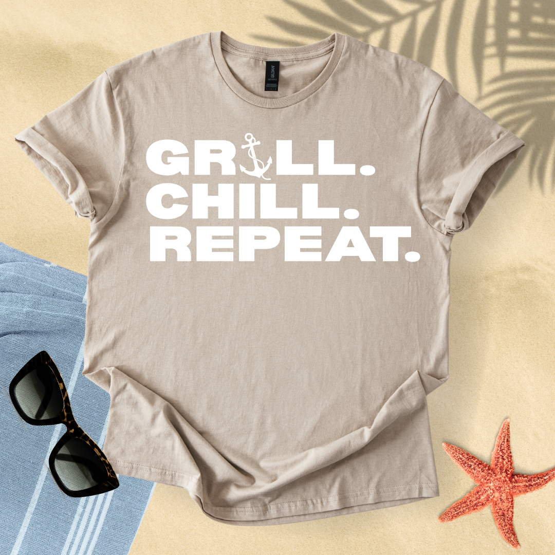 Grill. Chill. Repeat. T-shirt