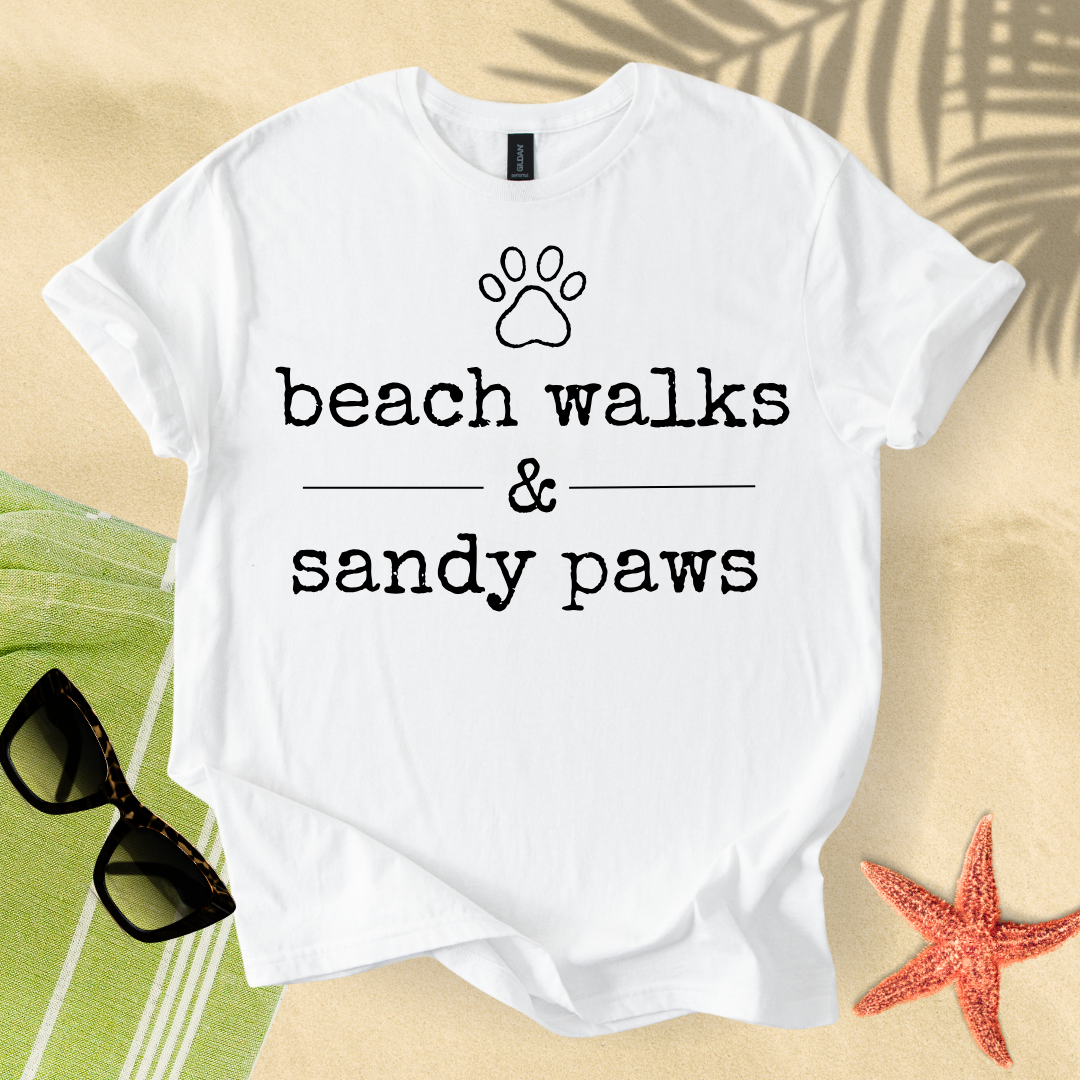 Beach walks & sandy paws T-shirt
